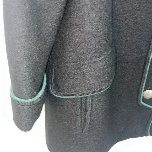 Geiger Women's Blue Boiled Wool Jacket Size 36 Shawl Collar Mid-Length - Picture 5 of 6